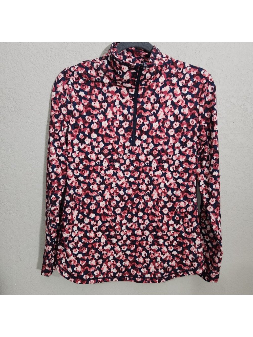 T By Talbots Womens UPF 50+ Floral 1/4 Zip Pullover Long Sleeve Size S